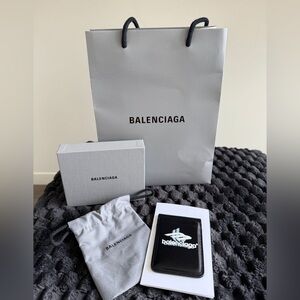 Balenciaga Black and White Logo Card Holder
